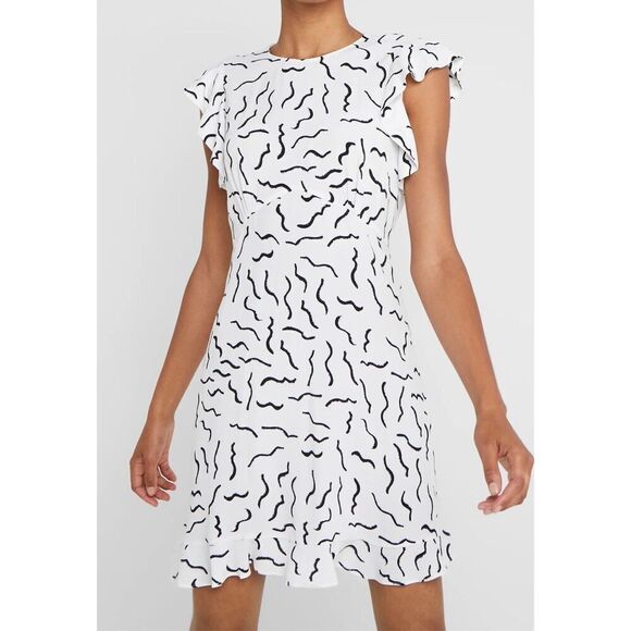 NWOT Diane Von Furstenberg Krona Flutter Sleeve Abstract Mini Dress Women's XS - Picture 1 of 8